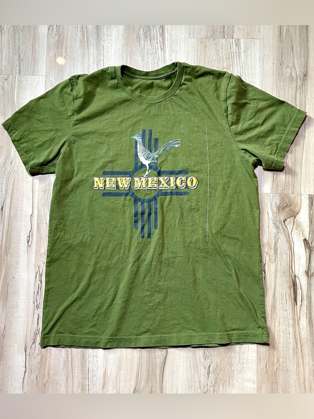 New Mexico Graphic Crewneck T-Shirt - Olive Green Roadrunner